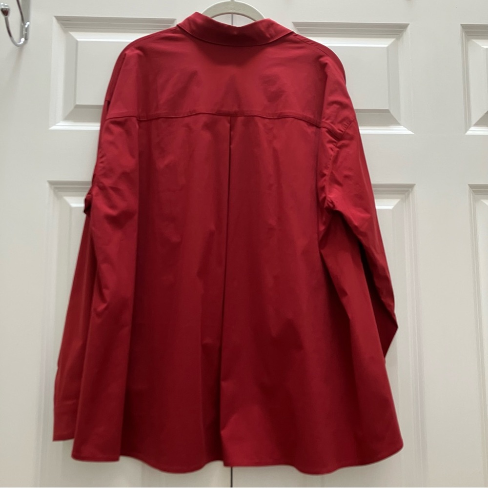 NWT Stella Carakasi Wear Anywhere Shirt Top Button Up Oversized Red Fiesta L/XL - Picture 6 of 12